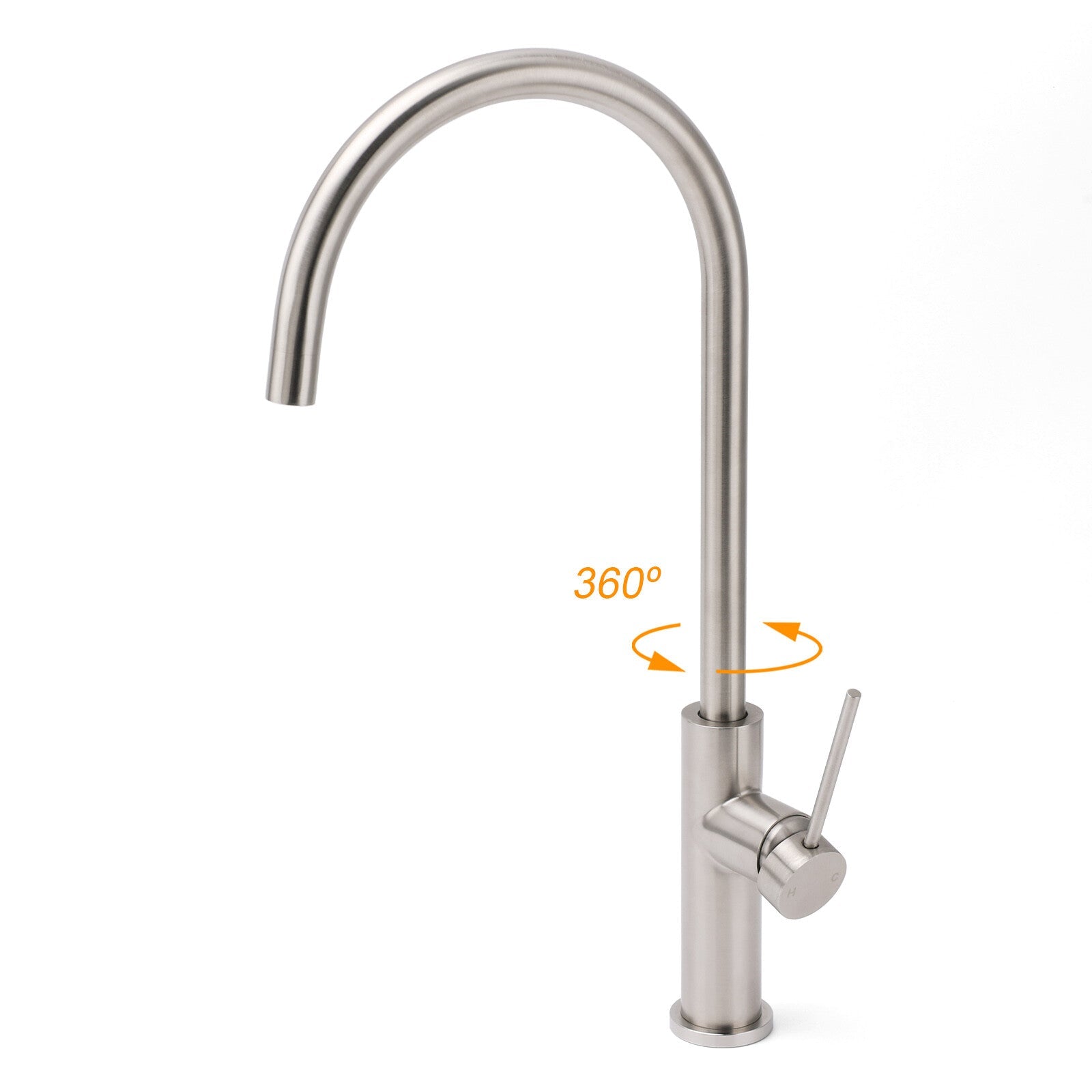 Brushed Nickel 435mm Tall Slim Round Kitchen Laundry Sink Mixer Faucet Tap Spout - Furniture > Bathroom > Shower Heads & Screens - Rivercity House & Home Co. (ABN 18 642 972 209) - Affordable Modern Furniture Australia