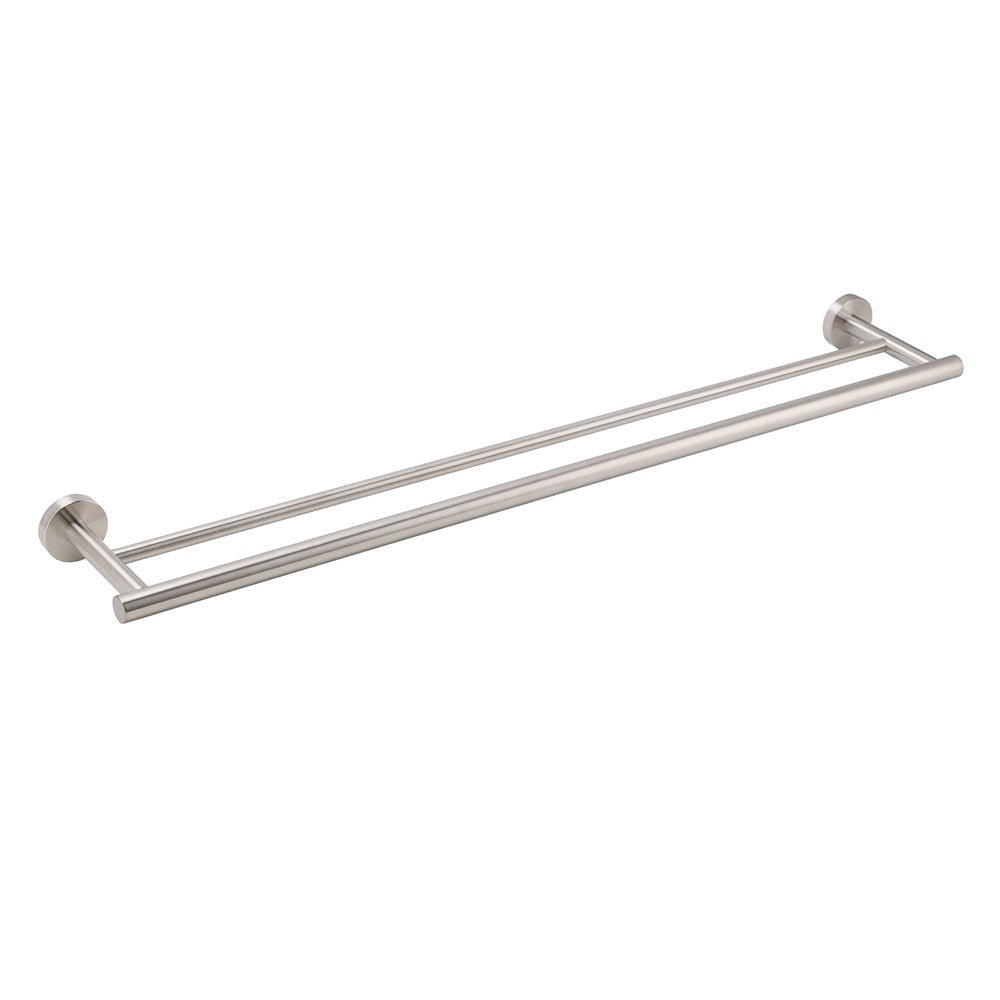 Brushed Nickel 750mm Double Towel Rack Rail Holder Round Hanger Bar Wall Mounted - Home & Garden > Bathroom Accessories > Shower Accessories - Rivercity House & Home Co. (ABN 18 642 972 209) - Affordable Modern Furniture Australia