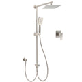 8" Square Rainfall Shower Head with 3-Mode Handheld & Sliding Rail Mixer Set - Brushed Nickel