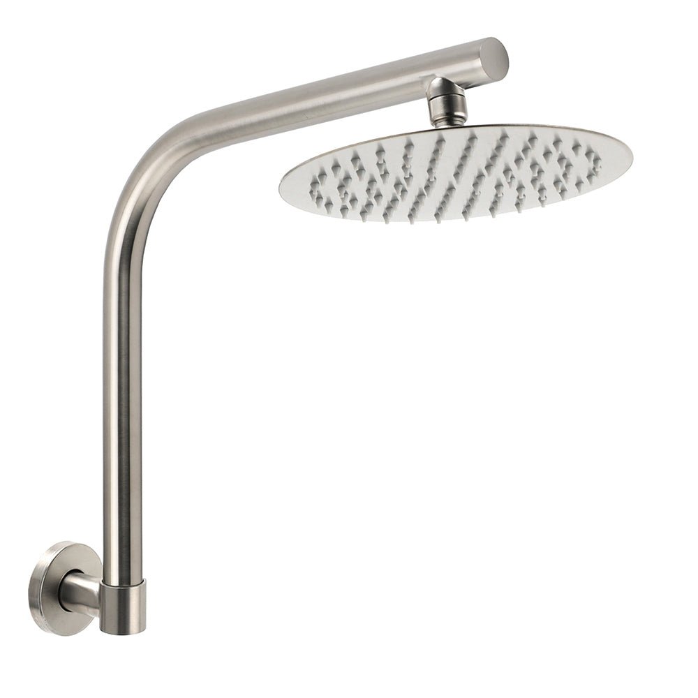 Brushed Nickel 8" Round Rainfall Shower Head 360°Swivel Gooseneck Wall Arm Set - Furniture > Bathroom > Shower Heads & Screens - Rivercity House & Home Co. (ABN 18 642 972 209) - Affordable Modern Furniture Australia