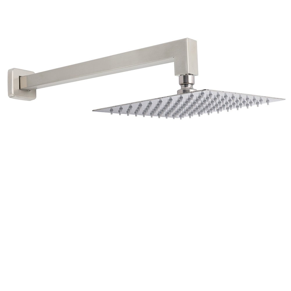 Brushed Nickel 8" Square Rainfall Shower Head + 400mm Straight Wall Mount Arm - Furniture > Bathroom > Shower Heads & Screens - Rivercity House & Home Co. (ABN 18 642 972 209) - Affordable Modern Furniture Australia
