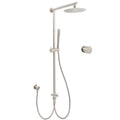 8" Brushed Nickel Twin Rain & Handheld Shower Set with Sliding Rail & Mixer - Brushed Nickel