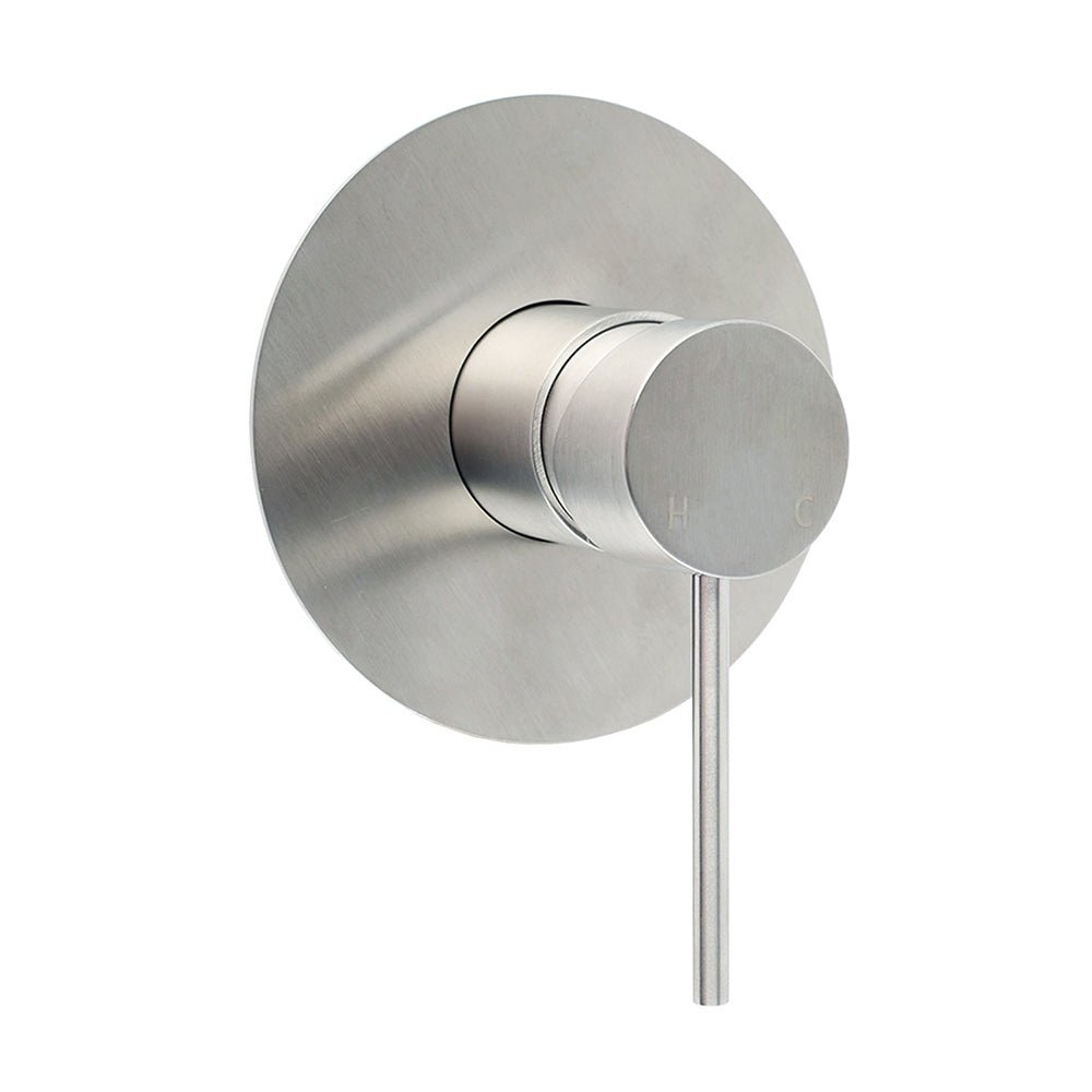 Brushed Nickel Bath Shower Mixer Hot Cold Tap Ceramic Cartridge Spindle Round - Furniture > Bathroom > Shower Heads & Screens - Rivercity House & Home Co. (ABN 18 642 972 209) - Affordable Modern Furniture Australia