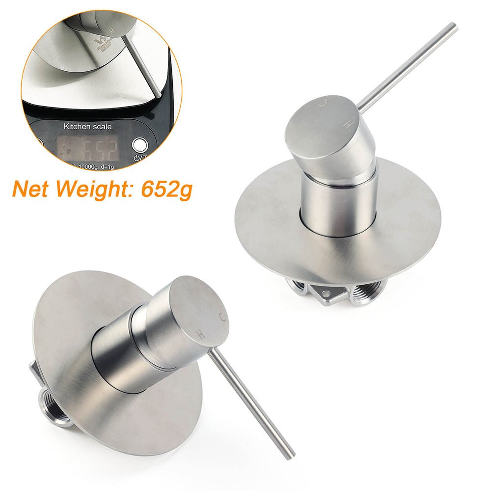 Brushed Nickel Bath Shower Mixer Hot Cold Tap Ceramic Cartridge Spindle Round - Furniture > Bathroom > Shower Heads & Screens - Rivercity House & Home Co. (ABN 18 642 972 209) - Affordable Modern Furniture Australia