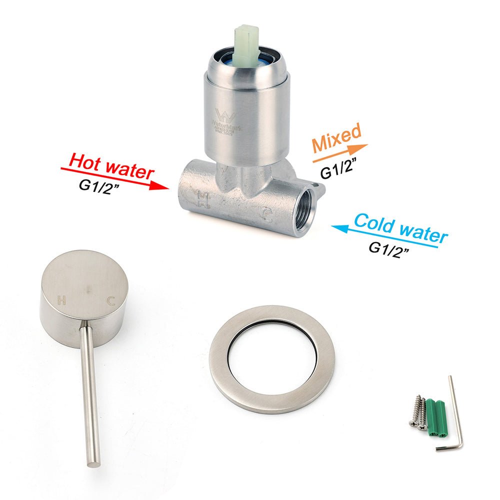 Brushed Nickel Bath Shower Mixer Hot Cold Water Tap Ceramic Cartridge Small Face - Furniture > Bathroom > Shower Heads & Screens - Rivercity House & Home Co. (ABN 18 642 972 209) - Affordable Modern Furniture Australia