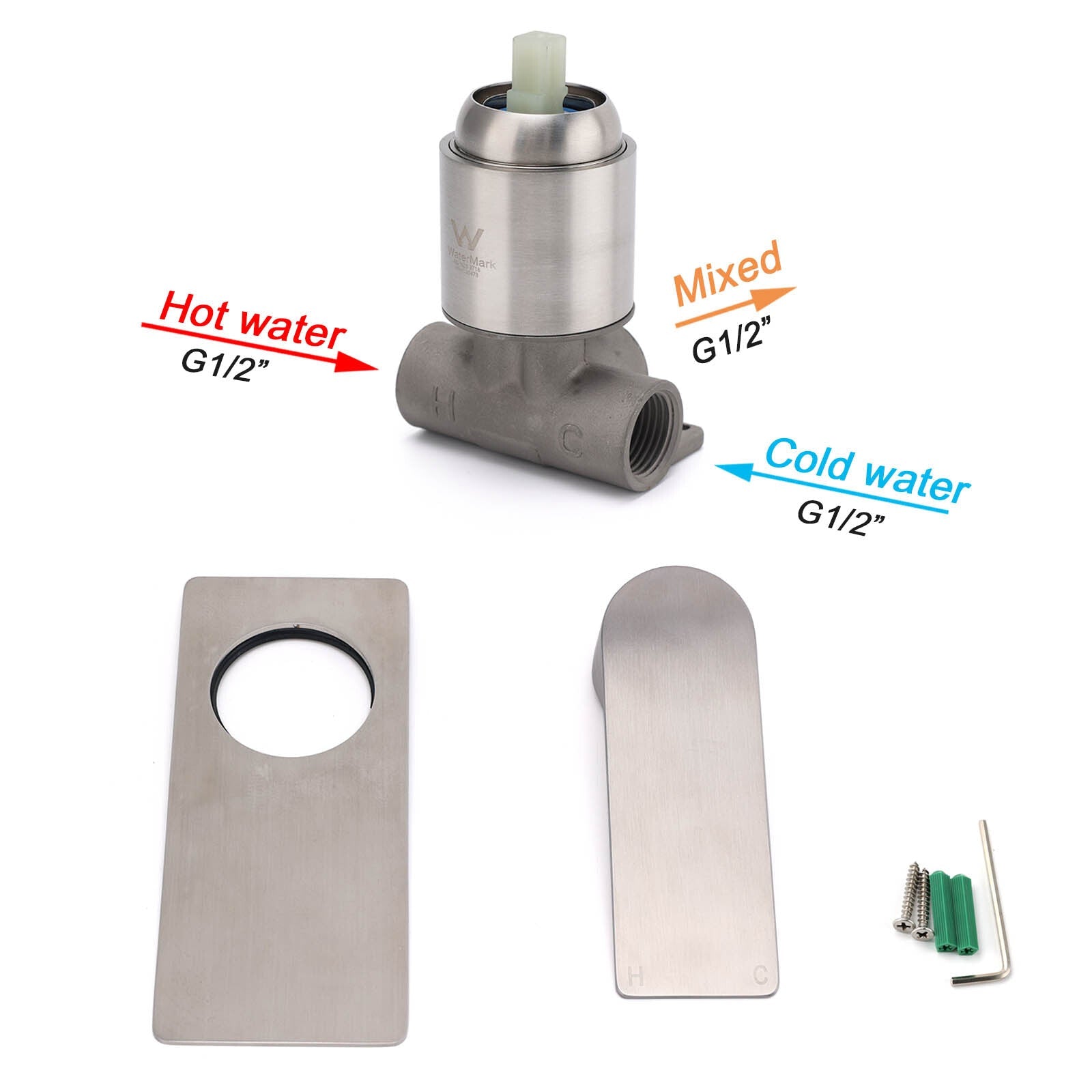 Brushed Nickel Bathroom Flat Lever Handle Shower Mixer Hot Cold Water Tap Valve - Furniture > Bathroom > Shower Heads & Screens - Rivercity House & Home Co. (ABN 18 642 972 209) - Affordable Modern Furniture Australia