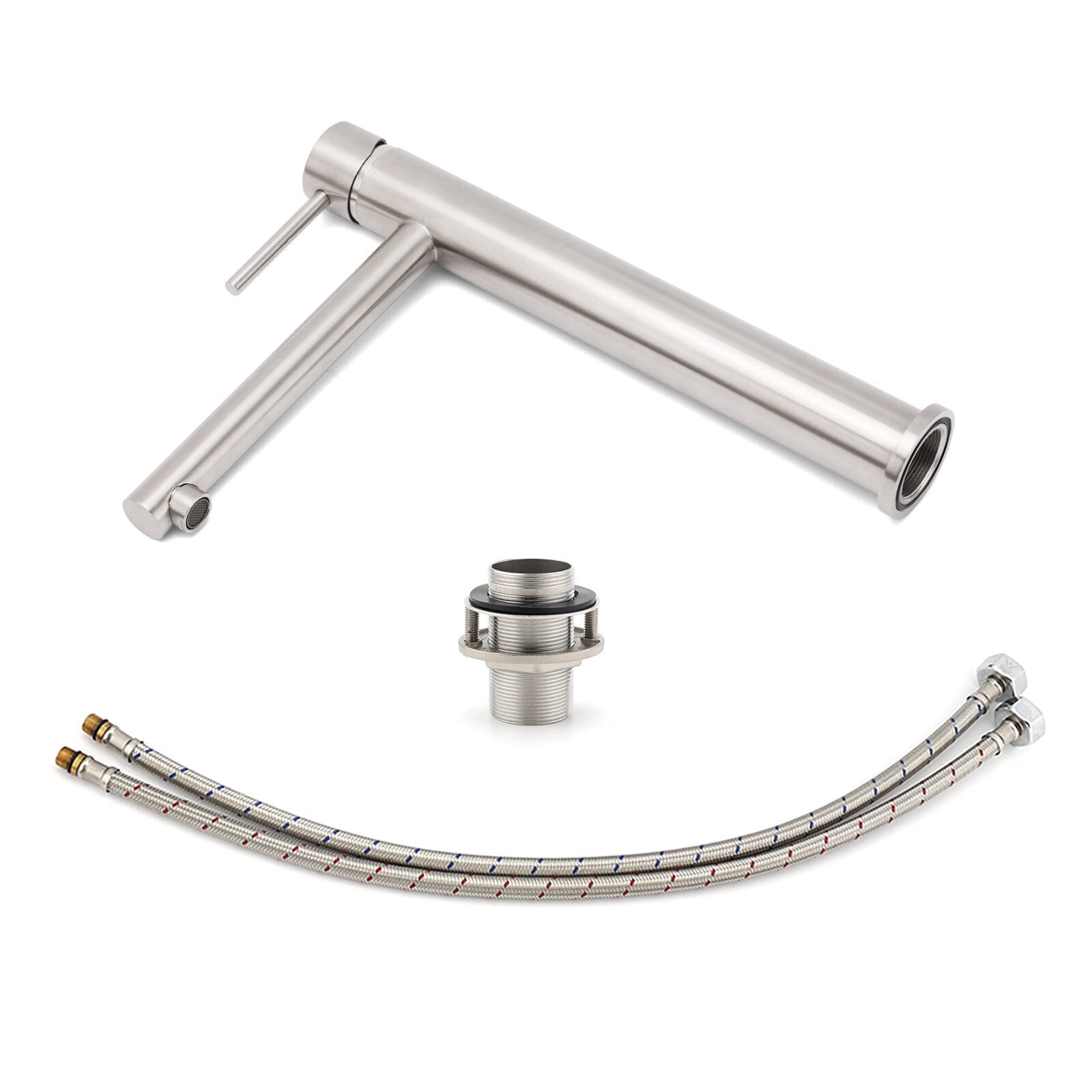 Brushed Nickel Classic Round Bathroom Basin Straight Spout Mixer Sink Faucet Tap - Furniture > Bathroom > Shower Heads & Screens - Rivercity House & Home Co. (ABN 18 642 972 209) - Affordable Modern Furniture Australia
