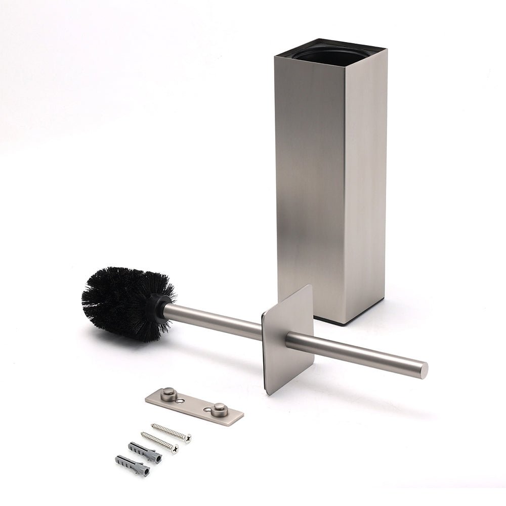 Brushed Nickel Cubic Square Toilet Brush Stainless Steel Wall Mounted Holder Cup - Home & Garden > Bathroom Accessories > Shower Accessories - Rivercity House & Home Co. (ABN 18 642 972 209) - Affordable Modern Furniture Australia