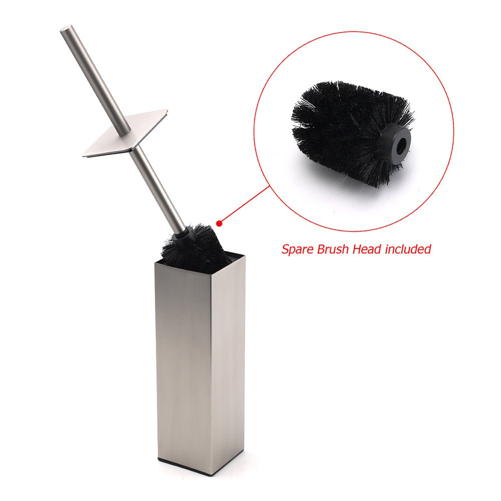 Brushed Nickel Cubic Square Toilet Brush Stainless Steel Wall Mounted Holder Cup - Home & Garden > Bathroom Accessories > Shower Accessories - Rivercity House & Home Co. (ABN 18 642 972 209) - Affordable Modern Furniture Australia
