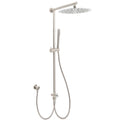 12" Dual Round Stainless Steel Rain Shower Head with Handheld Sliding Rail Arm Set - Brushed Nickel