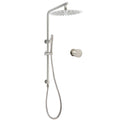 Brushed Nickel 12" Round Dual Shower Set with Sliding Rail and Mixer Valve - Brushed Nickel
