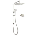 Brushed Nickel 12" Round Dual Shower Set with Sliding Rail and Wall Mixer Valve