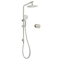 Dual Shower Set with 8" Round Rainfall Head, Handheld & 1/4 Turn Mixer Valve Sliding Rail - Brushed Nickel