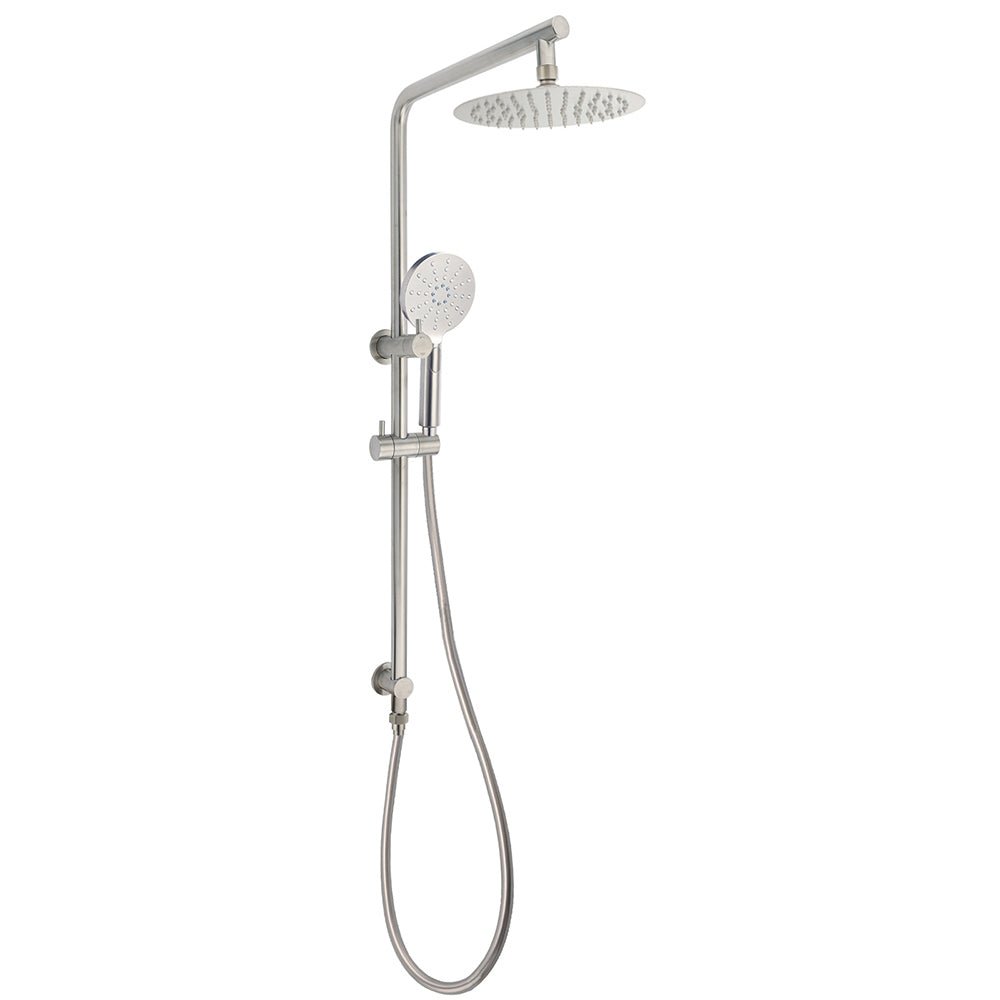 Brushed Nickel Dual Shower Set Sliding Rail Arm 8" Round Head Handheld Silver - Furniture > Bathroom > Shower Heads & Screens - Rivercity House & Home Co. (ABN 18 642 972 209) - Affordable Modern Furniture Australia