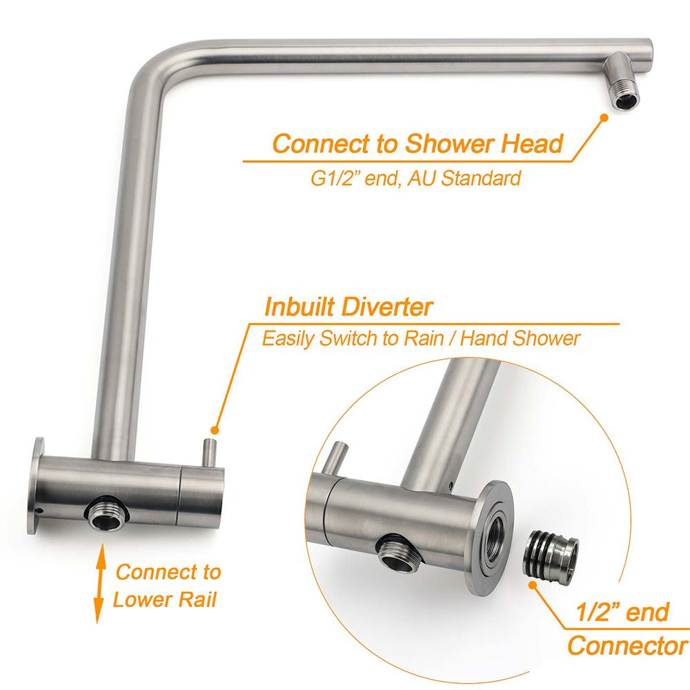 Brushed Nickel Dual Shower Set Sliding Rail Arm 8" Round Head Handheld Twin Taps Valve - Furniture > Bathroom > Shower Heads & Screens - Rivercity House & Home Co. (ABN 18 642 972 209) - Affordable Modern Furniture Australia