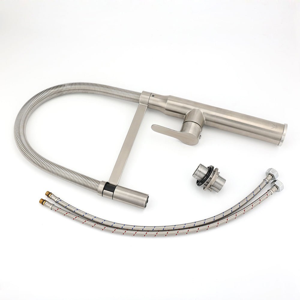 Brushed Nickel Kitchen Sink Basin Mixer 360 Swivel Faucet Tap Pull Out Spout SUS - Furniture > Bathroom > Shower Heads & Screens - Rivercity House & Home Co. (ABN 18 642 972 209) - Affordable Modern Furniture Australia