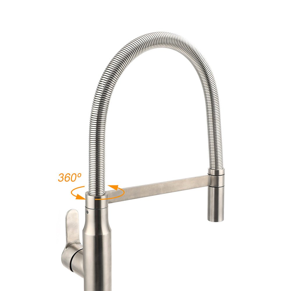 Brushed Nickel Kitchen Sink Basin Mixer 360 Swivel Faucet Tap Pull Out Spout SUS - Furniture > Bathroom > Shower Heads & Screens - Rivercity House & Home Co. (ABN 18 642 972 209) - Affordable Modern Furniture Australia