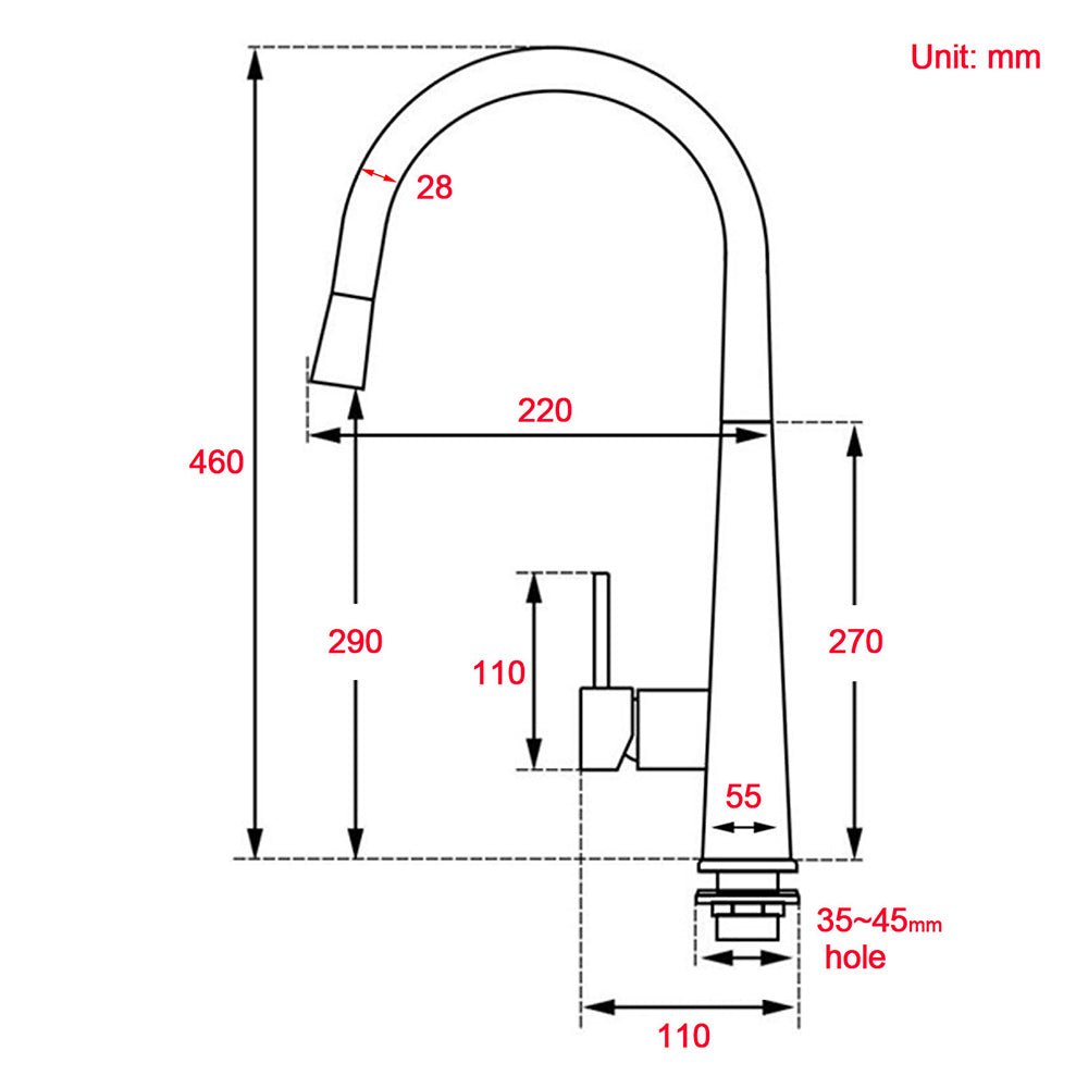 Brushed Nickel Pull Out Kitchen Tap Sink Mixer Faucet Spout 2 Modes Spray Outlet - Furniture > Bathroom > Shower Heads & Screens - Rivercity House & Home Co. (ABN 18 642 972 209) - Affordable Modern Furniture Australia