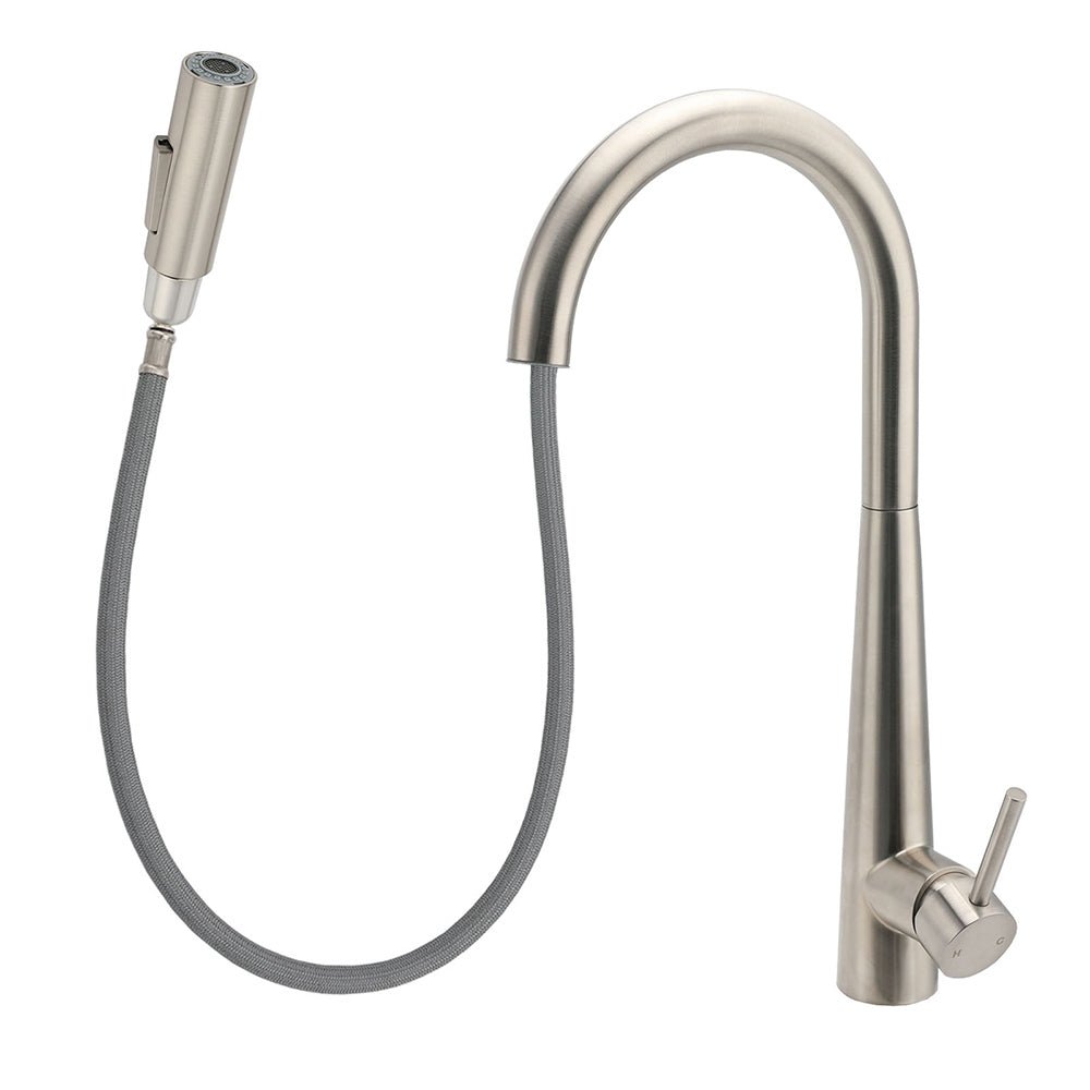 Brushed Nickel Pull Out Kitchen Tap Sink Mixer Faucet Spout 2 Modes Spray Outlet - Furniture > Bathroom > Shower Heads & Screens - Rivercity House & Home Co. (ABN 18 642 972 209) - Affordable Modern Furniture Australia