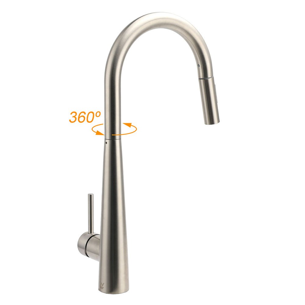 Brushed Nickel Pull Out Kitchen Tap Sink Mixer Faucet Spout 2 Modes Spray Outlet - Furniture > Bathroom > Shower Heads & Screens - Rivercity House & Home Co. (ABN 18 642 972 209) - Affordable Modern Furniture Australia
