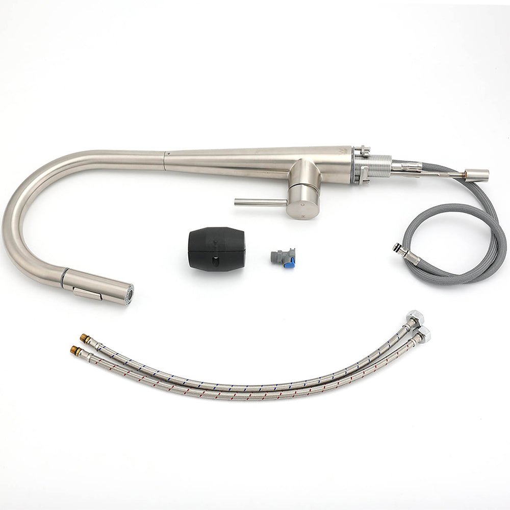 Brushed Nickel Pull Out Kitchen Tap Sink Mixer Faucet Spout 2 Modes Spray Outlet - Furniture > Bathroom > Shower Heads & Screens - Rivercity House & Home Co. (ABN 18 642 972 209) - Affordable Modern Furniture Australia