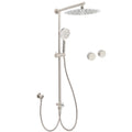 12" Large Brushed Nickel Rain Shower Head with Handheld, Sliding Rail, Arm & Twin Taps Set - Chrome