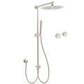 12" Round Brushed Nickel Rain & Handheld Shower Set with Sliding Rail & Twin Taps - Brushed Nickel