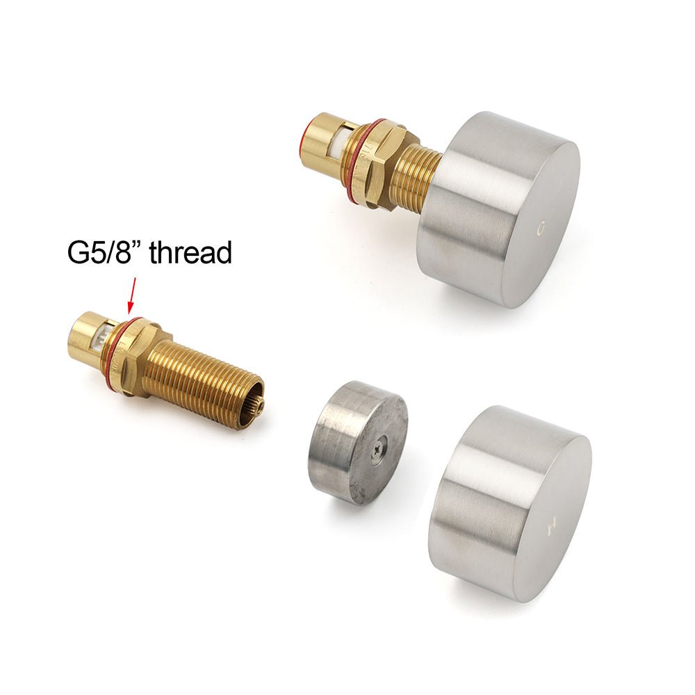 Brushed Nickel Round 1/4 Turn Twin Shower Taps Set Hot Cold Switch Vanity Mixer - Furniture > Bathroom > Shower Heads & Screens - Rivercity House & Home Co. (ABN 18 642 972 209) - Affordable Modern Furniture Australia