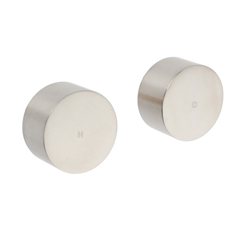 Brushed Nickel Round 1/4 Turn Twin Shower Taps Set Hot Cold Switch Vanity Mixer - Furniture > Bathroom > Shower Heads & Screens - Rivercity House & Home Co. (ABN 18 642 972 209) - Affordable Modern Furniture Australia