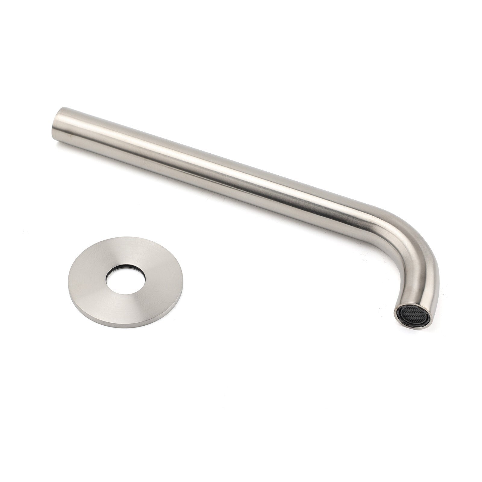 Brushed Nickel Round 250mm Long Spout Bath Tub Wall Mounted Water Filler Outlet - Furniture > Bathroom > Shower Heads & Screens - Rivercity House & Home Co. (ABN 18 642 972 209) - Affordable Modern Furniture Australia