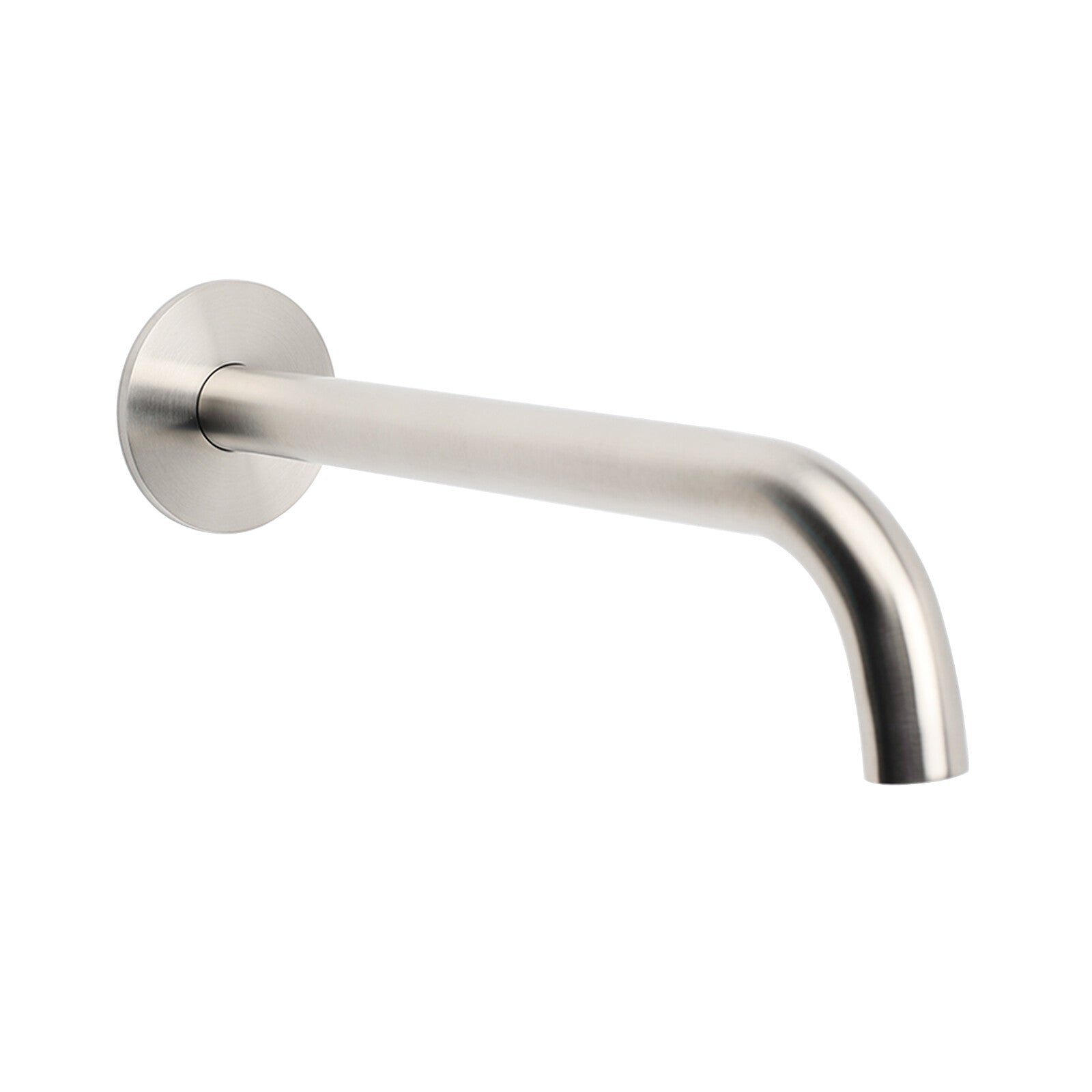 Brushed Nickel Round 250mm Long Spout Bath Tub Wall Mounted Water Filler Outlet - Furniture > Bathroom > Shower Heads & Screens - Rivercity House & Home Co. (ABN 18 642 972 209) - Affordable Modern Furniture Australia
