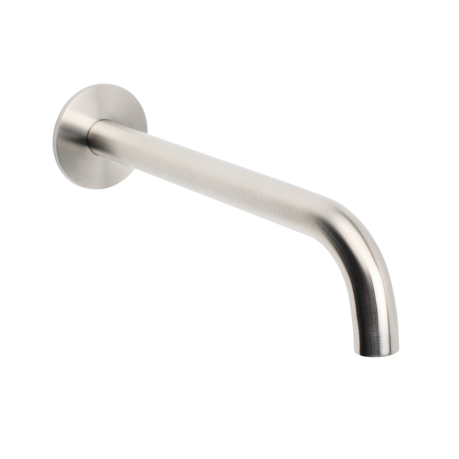 Brushed Nickel Round 250mm Long Spout Bath Tub Wall Mounted Water Filler Outlet - Furniture > Bathroom > Shower Heads & Screens - Rivercity House & Home Co. (ABN 18 642 972 209) - Affordable Modern Furniture Australia