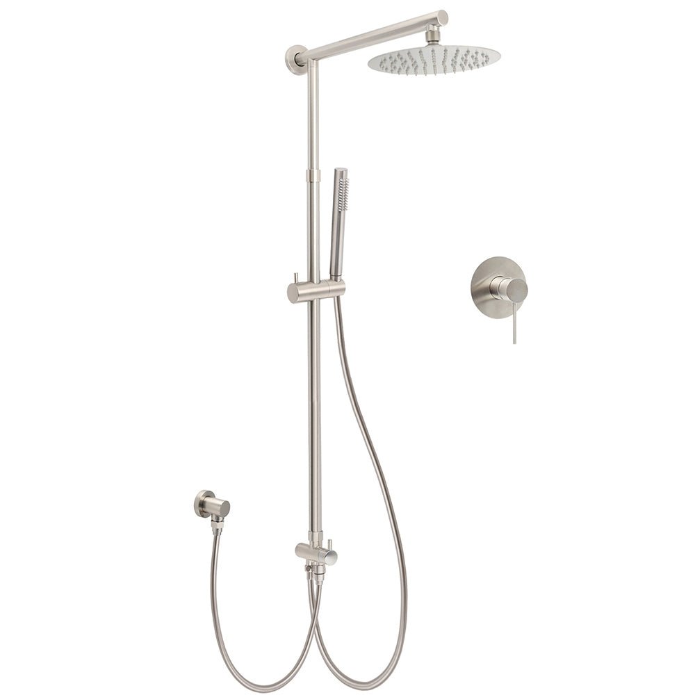 Brushed Nickel Round 8" Rain Head Shower 1 Mode Handheld Sliding Rail Arm Mixer 2in1 Set - Furniture > Bathroom > Shower Heads & Screens - Rivercity House & Home Co. (ABN 18 642 972 209) - Affordable Modern Furniture Australia
