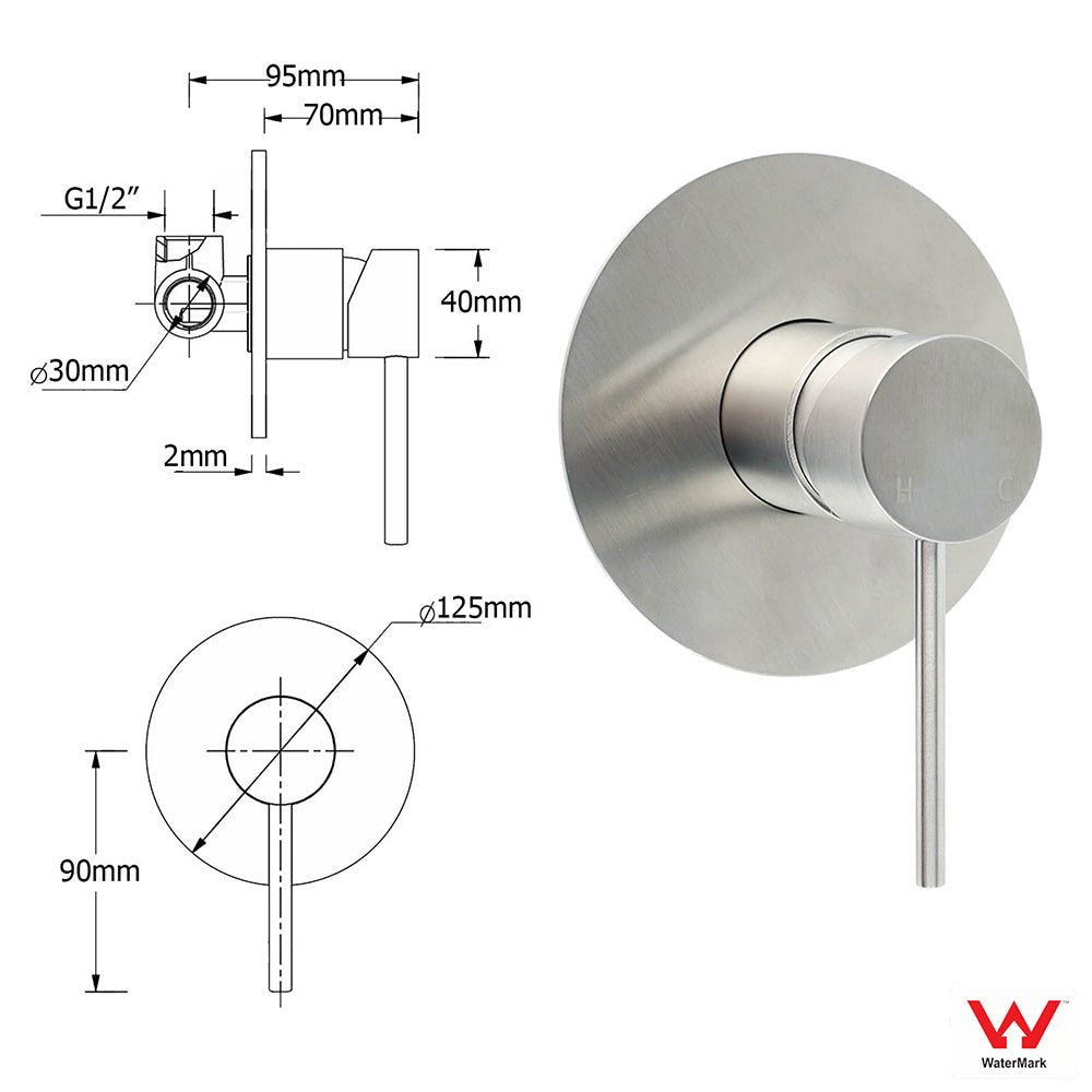 Brushed Nickel Round 8" Rain Head Shower 1 Mode Handheld Sliding Rail Arm Mixer 2in1 Set - Furniture > Bathroom > Shower Heads & Screens - Rivercity House & Home Co. (ABN 18 642 972 209) - Affordable Modern Furniture Australia
