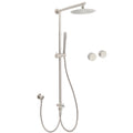 8" Brushed Nickel Rain Head Shower Set with Stainless Steel Handheld, Sliding Rail, Arm & Twin Taps - Chrome