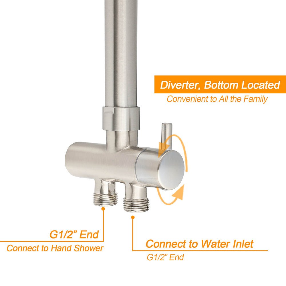 Brushed Nickel Round 8" SUS Rain Head Shower Handheld Sliding Rail Arm Chrome Set + Twin Taps - Furniture > Bathroom > Shower Heads & Screens - Rivercity House & Home Co. (ABN 18 642 972 209) - Affordable Modern Furniture Australia
