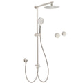 8" Round Brushed Nickel Rain Shower Head with Handheld Sliding Rail and Twin Taps Set - Chrome