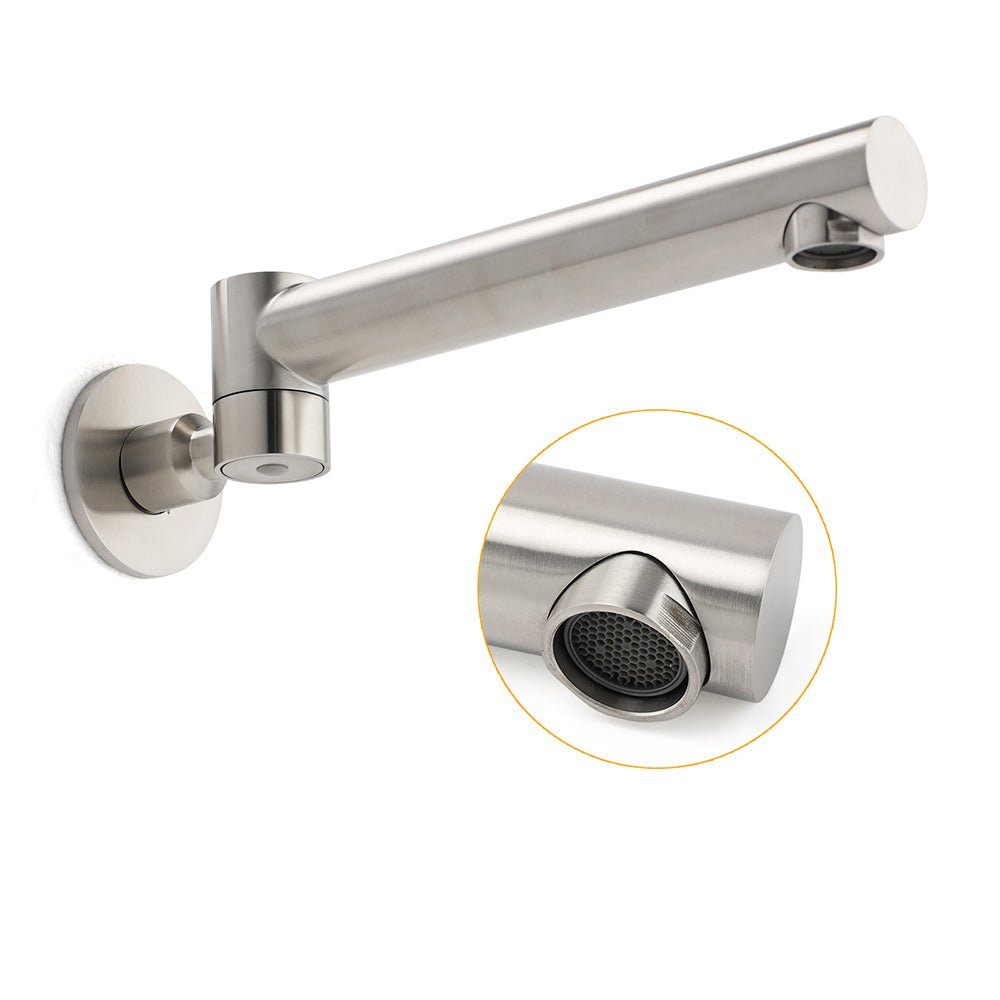Brushed Nickel Round Basin Wall Mounted Faucet Outlet 180 Swivel Vanity Bathtub Spout - Furniture > Bathroom > Shower Heads & Screens - Rivercity House & Home Co. (ABN 18 642 972 209) - Affordable Modern Furniture Australia