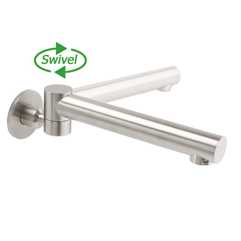 Brushed Nickel Round Basin Wall Mounted Faucet Outlet 180 Swivel Vanity Bathtub Spout - Furniture > Bathroom > Shower Heads & Screens - Rivercity House & Home Co. (ABN 18 642 972 209) - Affordable Modern Furniture Australia