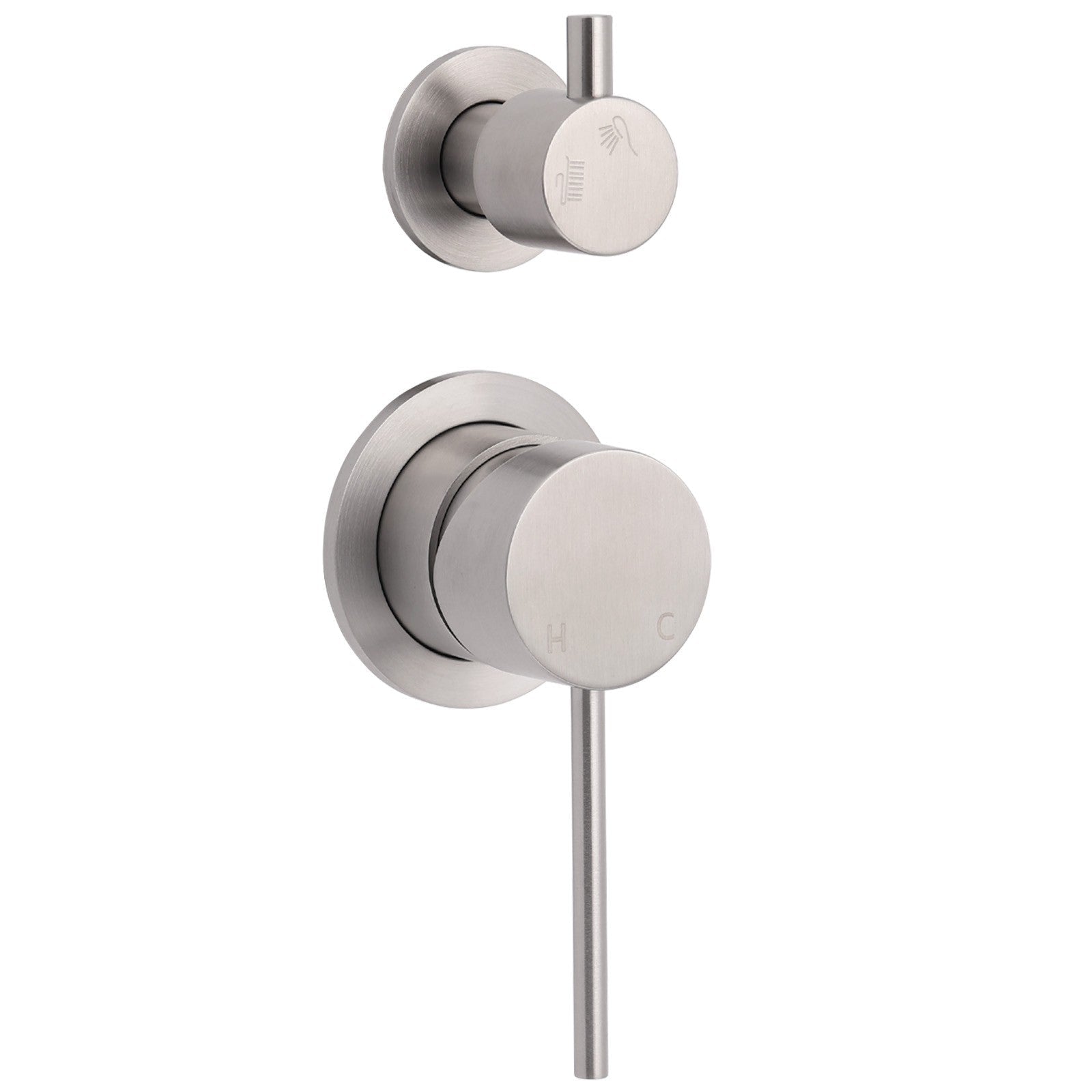 Brushed Nickel Round Bathroom Small Face Shower Mixer 2 Way Diverter Switch Set - Furniture > Bathroom > Shower Heads & Screens - Rivercity House & Home Co. (ABN 18 642 972 209) - Affordable Modern Furniture Australia
