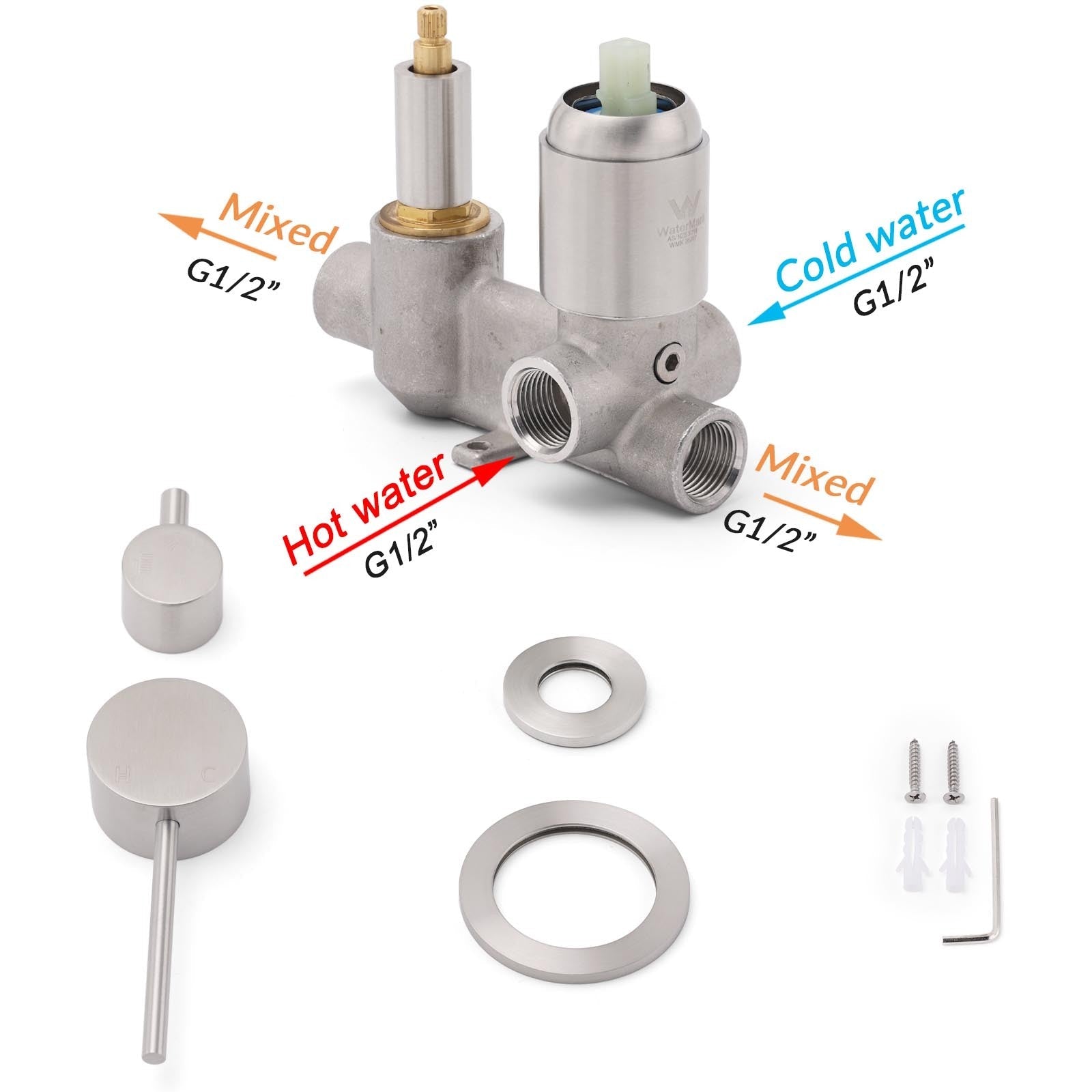 Brushed Nickel Round Bathroom Small Face Shower Mixer 2 Way Diverter Switch Set - Furniture > Bathroom > Shower Heads & Screens - Rivercity House & Home Co. (ABN 18 642 972 209) - Affordable Modern Furniture Australia