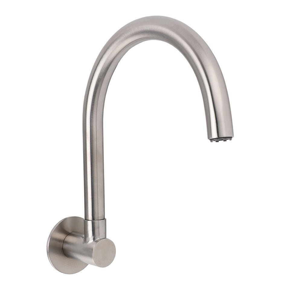 Brushed Nickel Round Gooseneck Arm Faucet Water Outlet Wall Mount Bathtub Spout - Furniture > Bathroom > Shower Heads & Screens - Rivercity House & Home Co. (ABN 18 642 972 209) - Affordable Modern Furniture Australia