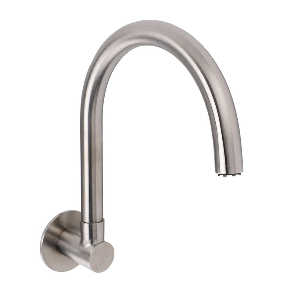 Brushed Nickel Round Gooseneck Arm Faucet Water Outlet Wall Mount Bathtub Spout - Furniture > Bathroom > Shower Heads & Screens - Rivercity House & Home Co. (ABN 18 642 972 209) - Affordable Modern Furniture Australia