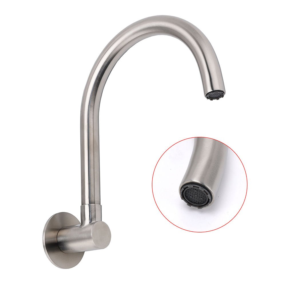 Brushed Nickel Round Gooseneck Arm Faucet Water Outlet Wall Mount Bathtub Spout - Furniture > Bathroom > Shower Heads & Screens - Rivercity House & Home Co. (ABN 18 642 972 209) - Affordable Modern Furniture Australia