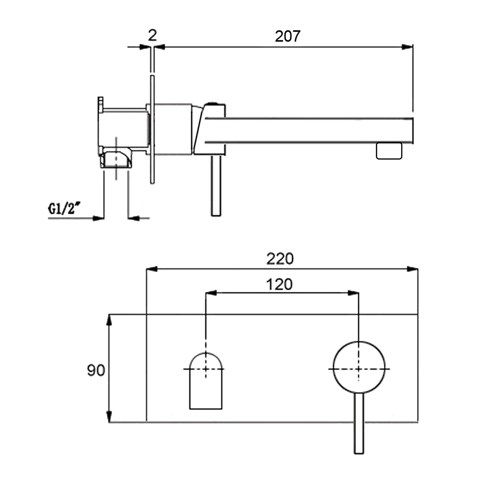 Brushed Nickel Round Wall Mounted Basin Vanity Mixer Bathtub Straight Spout Tap - Furniture > Bathroom > Shower Heads & Screens - Rivercity House & Home Co. (ABN 18 642 972 209) - Affordable Modern Furniture Australia