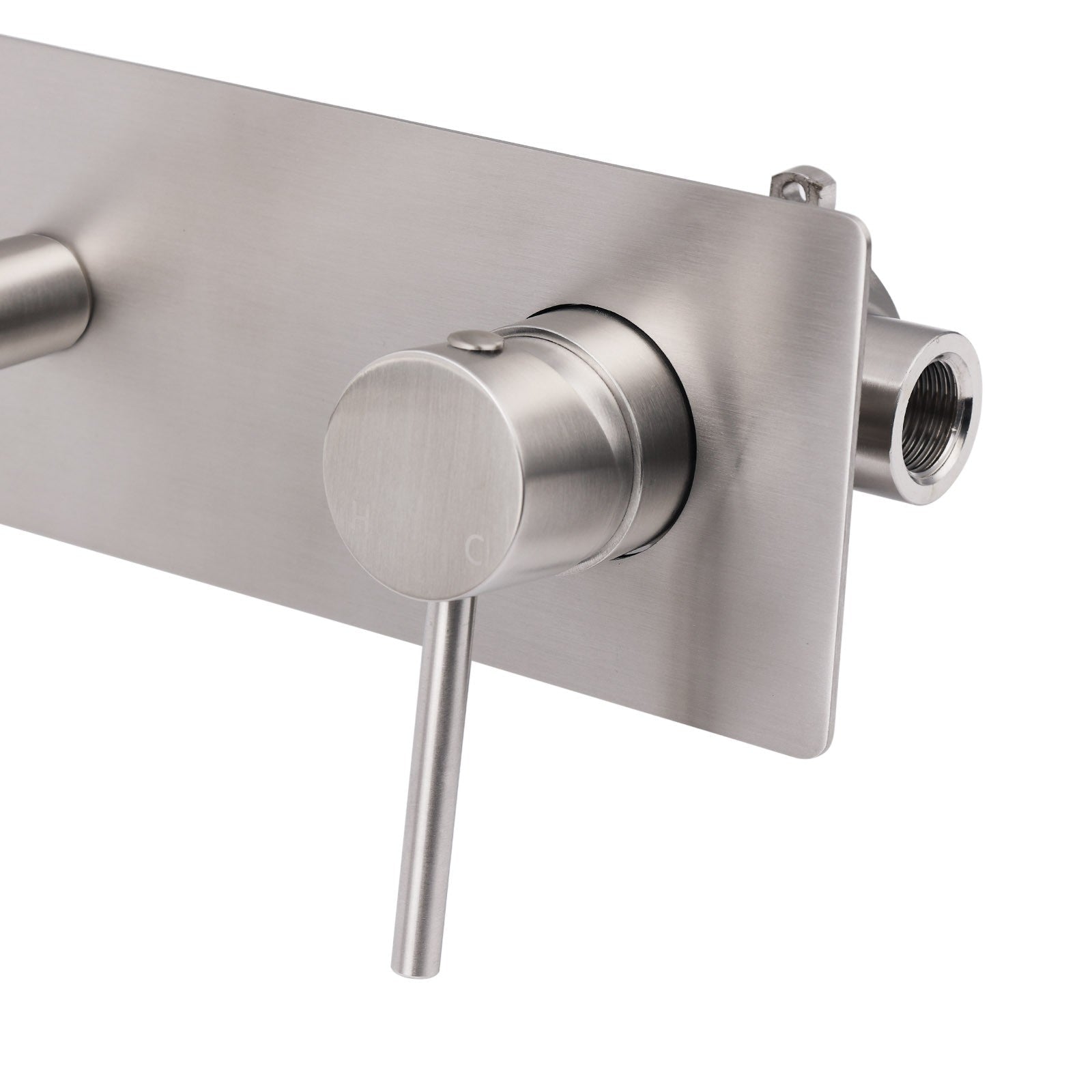 Brushed Nickel Round Wall Mounted Basin Vanity Mixer Bathtub Straight Spout Tap - Furniture > Bathroom > Shower Heads & Screens - Rivercity House & Home Co. (ABN 18 642 972 209) - Affordable Modern Furniture Australia