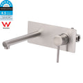 Round Wall Mounted Basin Vanity Mixer with Straight Bathtub Spout - Brushed Nickel