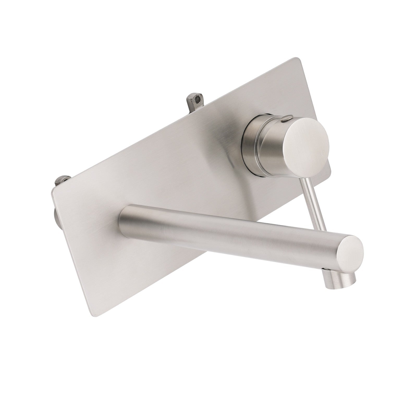 Brushed Nickel Round Wall Mounted Basin Vanity Mixer Bathtub Straight Spout Tap - Furniture > Bathroom > Shower Heads & Screens - Rivercity House & Home Co. (ABN 18 642 972 209) - Affordable Modern Furniture Australia