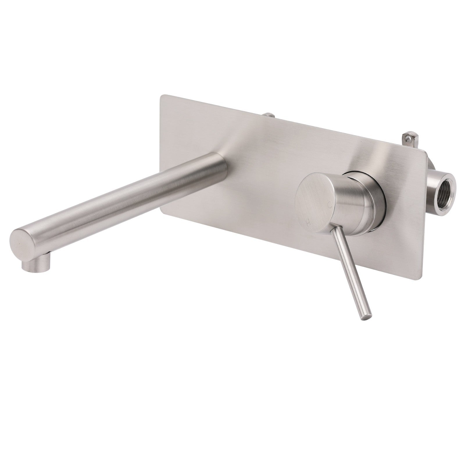 Brushed Nickel Round Wall Mounted Basin Vanity Mixer Bathtub Straight Spout Tap - Furniture > Bathroom > Shower Heads & Screens - Rivercity House & Home Co. (ABN 18 642 972 209) - Affordable Modern Furniture Australia