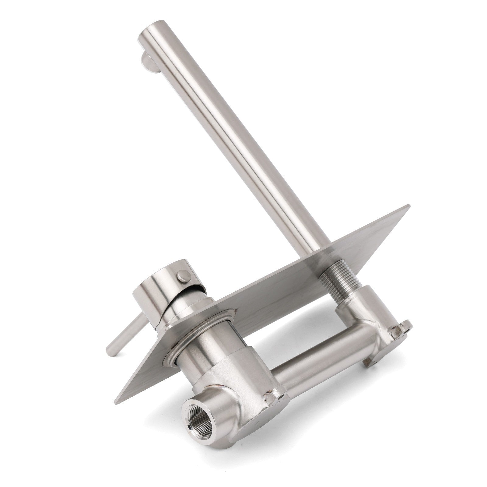 Brushed Nickel Round Wall Mounted Basin Vanity Mixer Bathtub Straight Spout Tap - Furniture > Bathroom > Shower Heads & Screens - Rivercity House & Home Co. (ABN 18 642 972 209) - Affordable Modern Furniture Australia